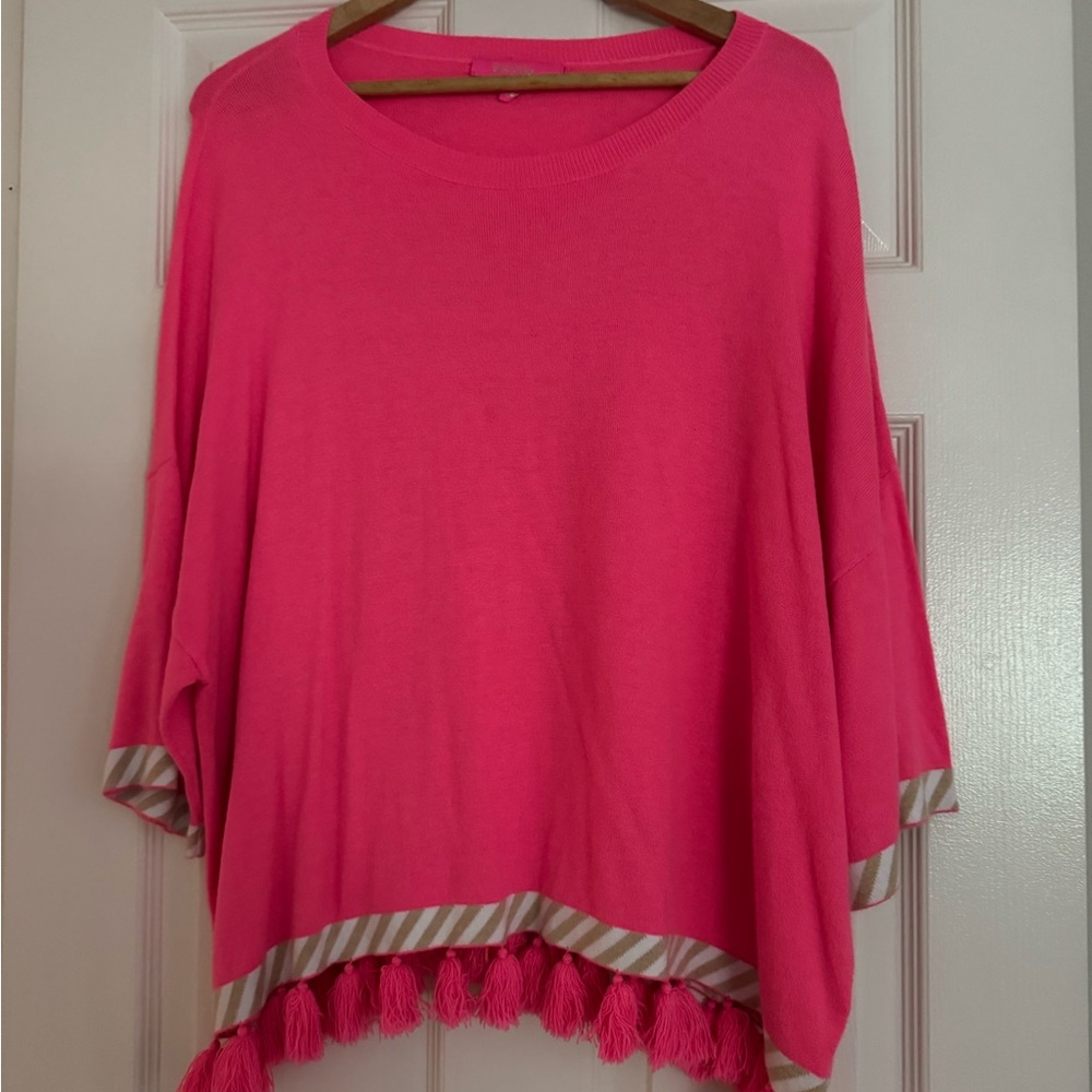 Pink Tassel Trim Women's Top